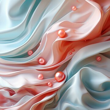 Background of silk fabric in delicate shades with pink pearls, 4096 х 4096px