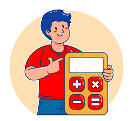 A man carries a calculator