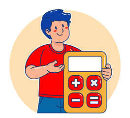 A man carries a calculator