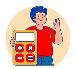 A man carries a calculator