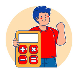 A man carries a calculator