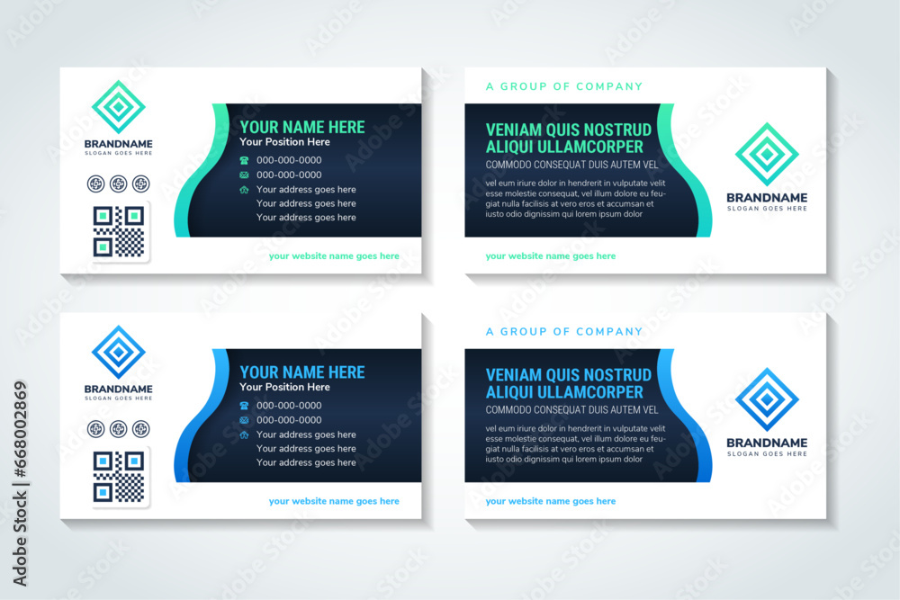 Poster collection of abstract professional and designer business card template or visiting card. horizontal
