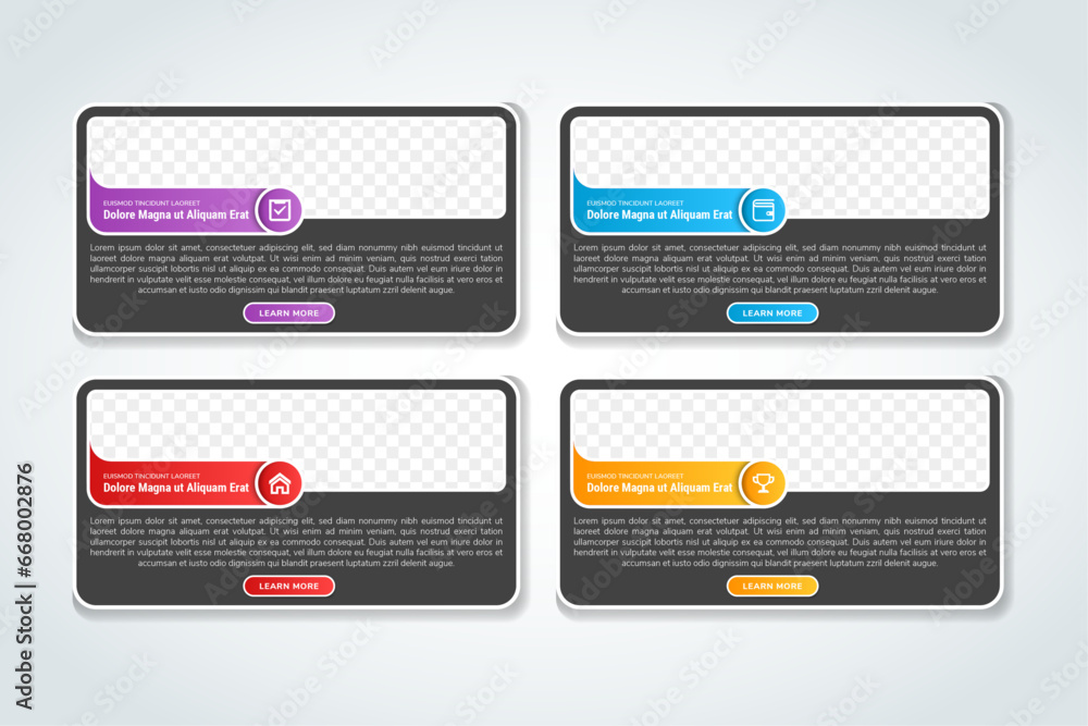 Poster vector simple multipurpose infographic template with rectangle photo placeholders icons and text blo