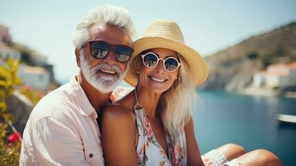 Portrait of retired couple on vacation