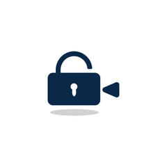 camera lock logo design business illustration.