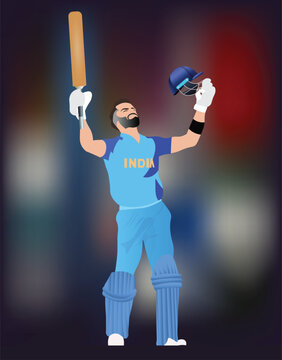 Indian cricket player happy after win match vector illustration  