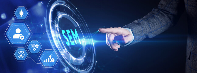 SEM Search Engine Optimization Marketing Ranking concept for website.