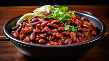 Chili beans bowl turkey dish