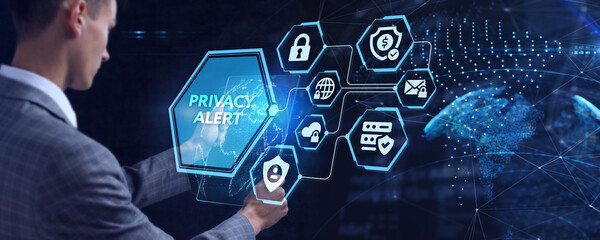 Technology, Internet, business and network concept. Privacy alert.