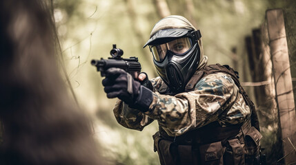 Fototapeta premium person playing paintball 
