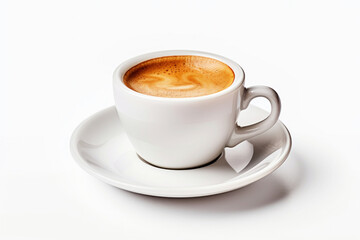Photo of a delicious cup of freshly brewed coffee on a delicate saucer