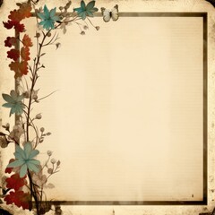 Naklejka na ściany i meble Note paper, photo frame, flowers, leaves