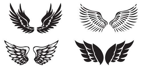 set of angle wings, Frame wings vector set, angle wing set - obrazy, fototapety, plakaty