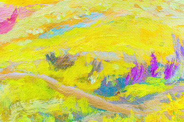 Colorful abstract oil painting art background. Texture of canvas and oil.