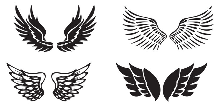 set of angle wings, Frame wings vector set, angle wing set