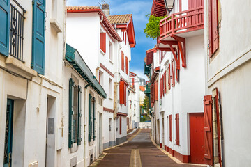 Pedestrian street in the downtown district of Saint-Jean-de-Luz, France 