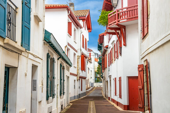 Pedestrian street in the downtown district of Saint-Jean-de-Luz, France 
