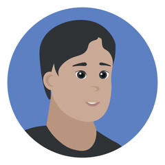 Asian man avatar. Vector flat illustration. Cartoon people design. Suitable for animation, using in web, apps, books, education projects