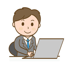 パソコン作業をするスーツ姿の男性会社員