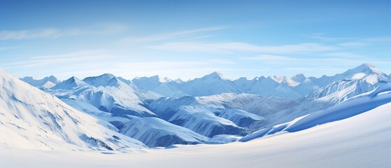 Obraz premium White snowy montains with blue sky, travel and vacation lifestyle, resilience and challenges concept