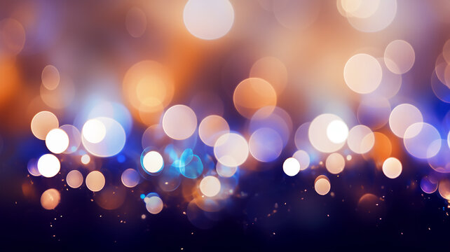 Christmas background of golden blue lights