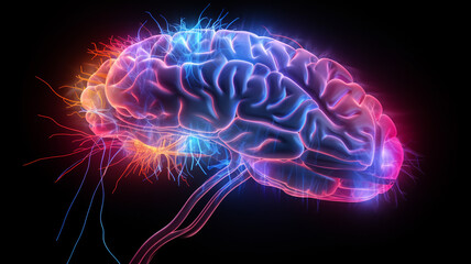 human brain showing neurons firing and neural extensions