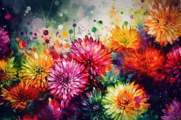 Fototapeta na wymiar Colorful floral artwork. Generative AI