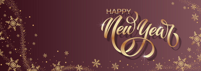 Happy New Year hand lettering calligraphy. Vector holiday illustration element. Typographic element