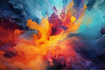 Blend of enchanting potion and mysterious fluid with captivating wave-like colors in a captivating abstract representation. Generative AI