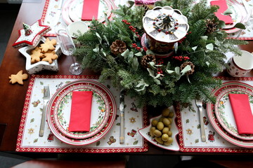 festive table setting for christmas  © werification