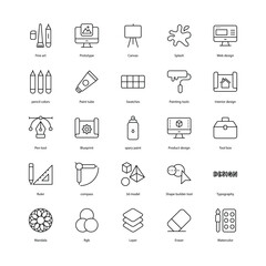 Art and Design icons set isolate white background vector stock illustration.