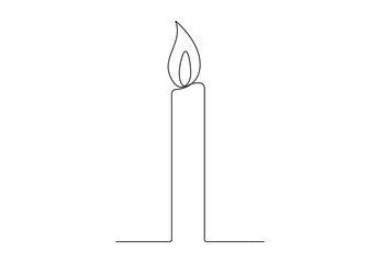 Continuous one line drawing of candle. Isolated on white background vector illustration. Pro vector. 