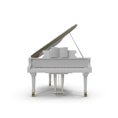 Grand Piano White with Music Notes Book PNG