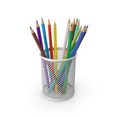 Pencil Cup With Colored Pencils PNG