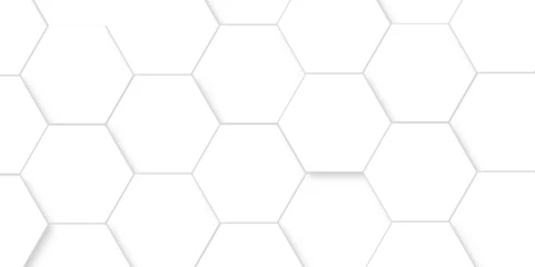 Fotobehang Seamless pattern with hexagons. Abstract background with hexagon and white Hexagonal Background. Luxury White Pattern. Vector Illustration. 3D Futuristic abstract honeycomb mosaic white background. © MdLothfor