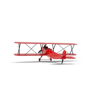 Vintage Red Airplane PNG