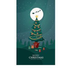 vector merry Christmas and happy new year Instagram and Facebook story template