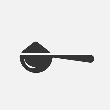 Dosing spoon icon. Medicine, measuring spoon for washing powder. Vector