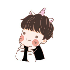 Joyful smiling  little boy enjoying  unicorn ear