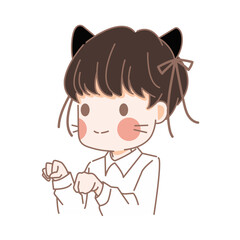 cute little boy with ears cat and ribbon