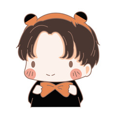 Cute chibi boy wearing a mouse costume. 