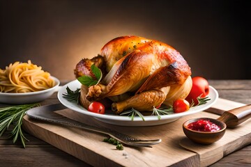 roasted chicken with vegetables and herbs