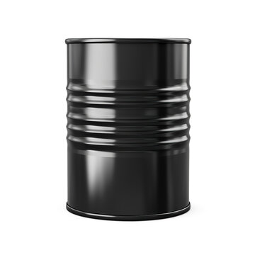Black metal oil barrel. Cut out on transparent