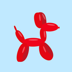 Red dog balloon isolated on blue background. Vector illustration for your design