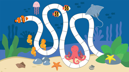 Illustration of a Maze Game for Preschool Children with Sea Life