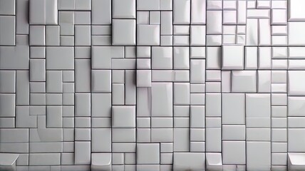 3d render, abstract geometric background, white and gray tile wall.