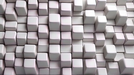 Abstract 3d rendering of white cubes background. Reflective surface.