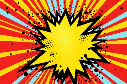 A pop art retro-style comic book explosion background. This vector illustration features vibrant colors and intricate details.

 Generative AI