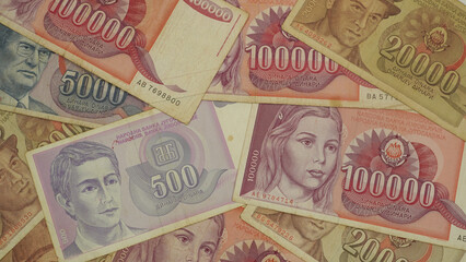 Old money. Yugoslavian money. Old paper money. Josip Broz Tito