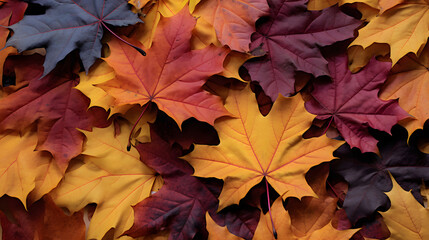 Naklejka na ściany i meble autumn leaves background, red and yellow leaves